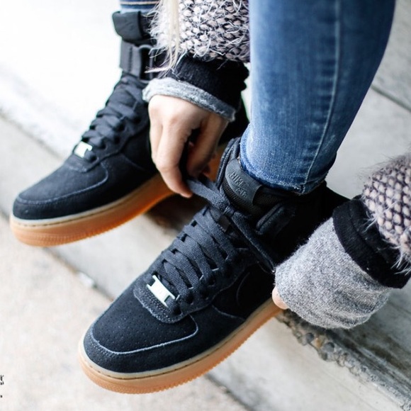 Nike Shoes - Brand New Nike Air Force 1 High Suede Black + Gum